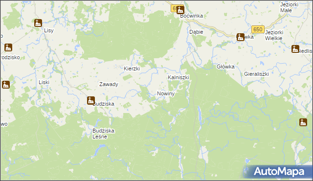mapa Nowiny gmina Banie Mazurskie, Nowiny gmina Banie Mazurskie na mapie Targeo