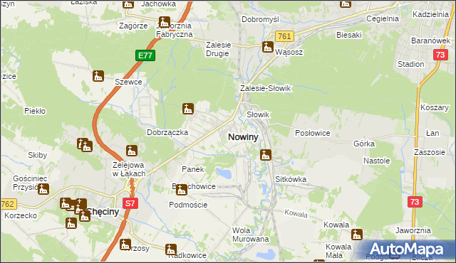 mapa Nowiny gmina Sitkówka-Nowiny, Nowiny gmina Sitkówka-Nowiny na mapie Targeo