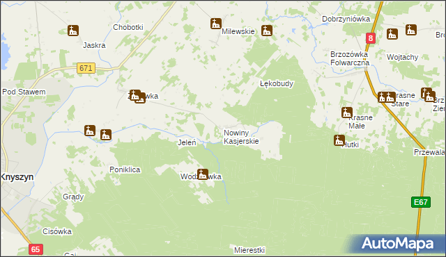 mapa Nowiny Kasjerskie, Nowiny Kasjerskie na mapie Targeo