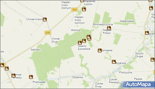 mapa Nowiny Żukowskie, Nowiny Żukowskie na mapie Targeo