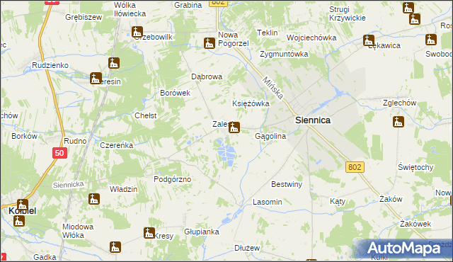 mapa Nowodwór gmina Siennica, Nowodwór gmina Siennica na mapie Targeo