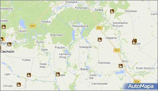 mapa Nowogród gmina Golub-Dobrzyń, Nowogród gmina Golub-Dobrzyń na mapie Targeo