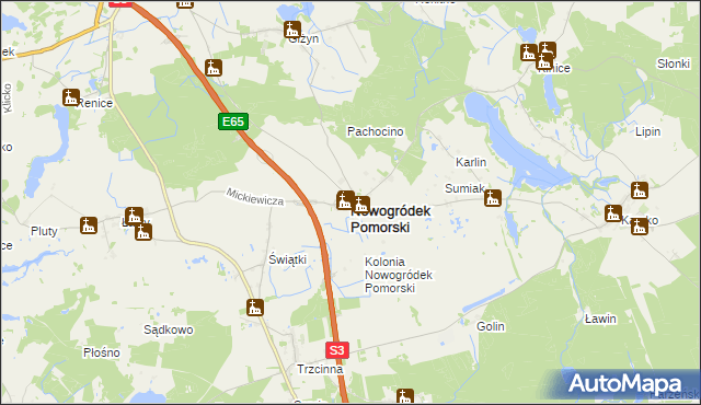 mapa Nowogródek Pomorski, Nowogródek Pomorski na mapie Targeo