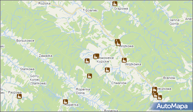 mapa Nowosielce Kozickie, Nowosielce Kozickie na mapie Targeo