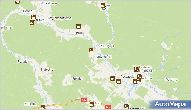 mapa Nowosiółki gmina Gródek, Nowosiółki gmina Gródek na mapie Targeo