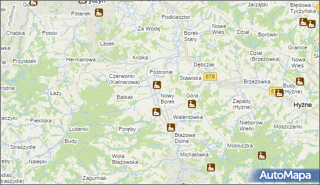 mapa Nowy Borek gmina Błażowa, Nowy Borek gmina Błażowa na mapie Targeo