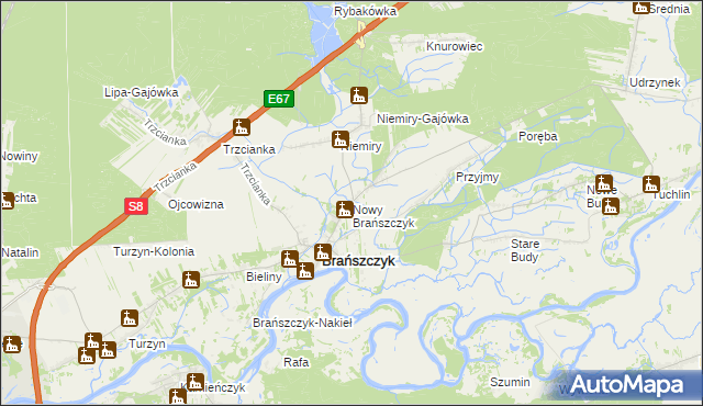 mapa Nowy Brańszczyk, Nowy Brańszczyk na mapie Targeo