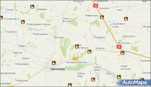 mapa Nowy Bromierzyk, Nowy Bromierzyk na mapie Targeo