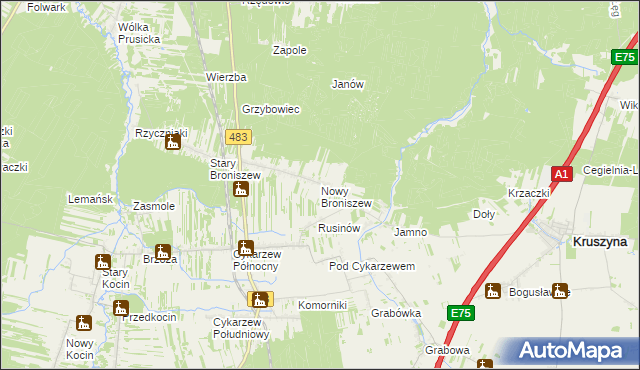 mapa Nowy Broniszew, Nowy Broniszew na mapie Targeo