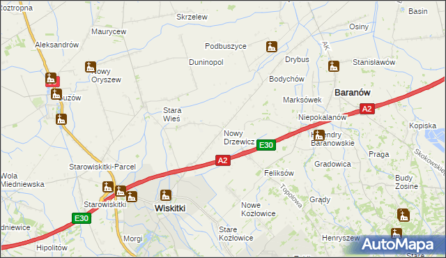 mapa Nowy Drzewicz, Nowy Drzewicz na mapie Targeo