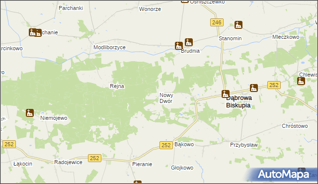 mapa Nowy Dwór gmina Dąbrowa Biskupia, Nowy Dwór gmina Dąbrowa Biskupia na mapie Targeo