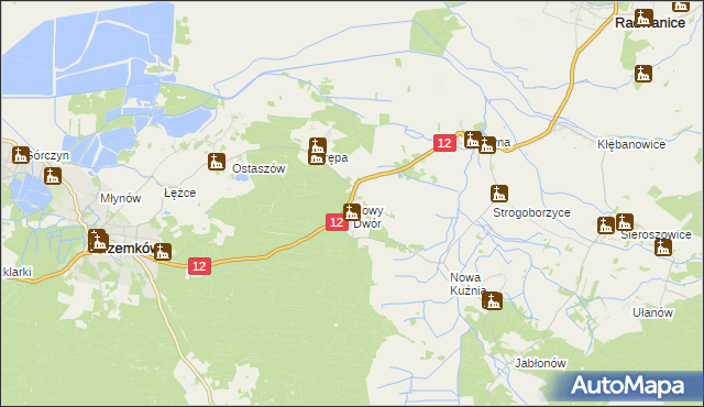 mapa Nowy Dwór gmina Radwanice, Nowy Dwór gmina Radwanice na mapie Targeo