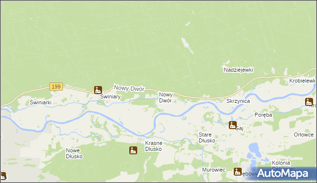mapa Nowy Dwór gmina Skwierzyna, Nowy Dwór gmina Skwierzyna na mapie Targeo