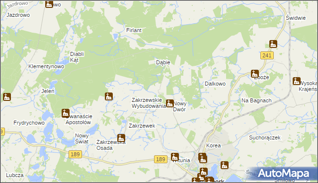 mapa Nowy Dwór gmina Więcbork, Nowy Dwór gmina Więcbork na mapie Targeo