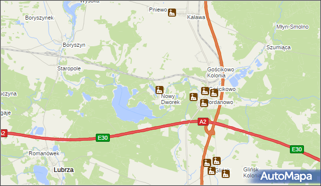 mapa Nowy Dworek gmina Świebodzin, Nowy Dworek gmina Świebodzin na mapie Targeo