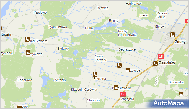 mapa Nowy Folwark gmina Cieszków, Nowy Folwark gmina Cieszków na mapie Targeo