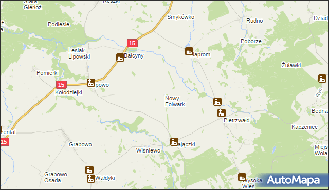 mapa Nowy Folwark gmina Ostróda, Nowy Folwark gmina Ostróda na mapie Targeo