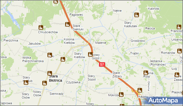 mapa Nowy Gózd, Nowy Gózd na mapie Targeo