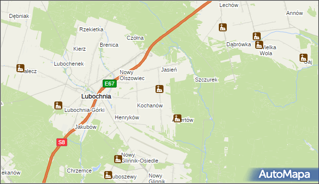 mapa Nowy Jasień, Nowy Jasień na mapie Targeo