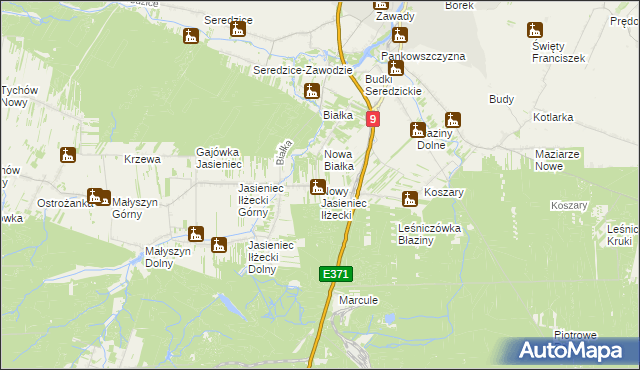 mapa Nowy Jasieniec Iłżecki, Nowy Jasieniec Iłżecki na mapie Targeo