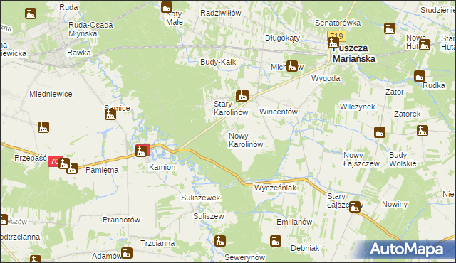 mapa Nowy Karolinów, Nowy Karolinów na mapie Targeo