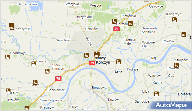 mapa Nowy Korczyn, Nowy Korczyn na mapie Targeo