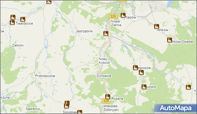 mapa Nowy Kościół, Nowy Kościół na mapie Targeo