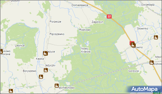 mapa Nowy Kraków gmina Darłowo, Nowy Kraków gmina Darłowo na mapie Targeo