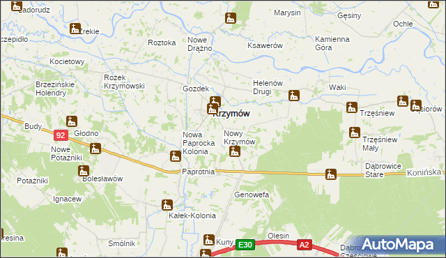 mapa Nowy Krzymów, Nowy Krzymów na mapie Targeo