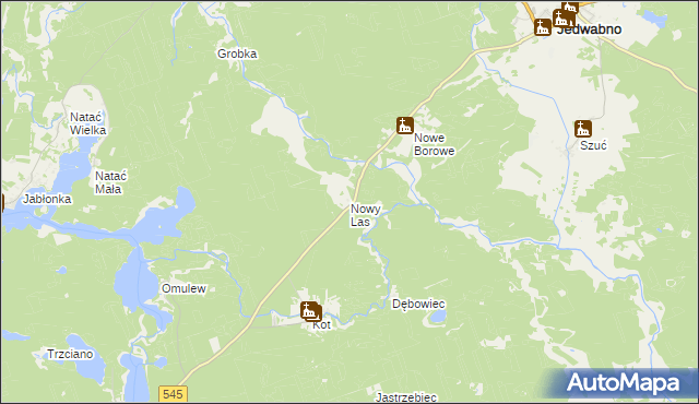 mapa Nowy Las gmina Jedwabno, Nowy Las gmina Jedwabno na mapie Targeo