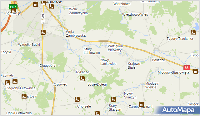 mapa Nowy Laskowiec, Nowy Laskowiec na mapie Targeo