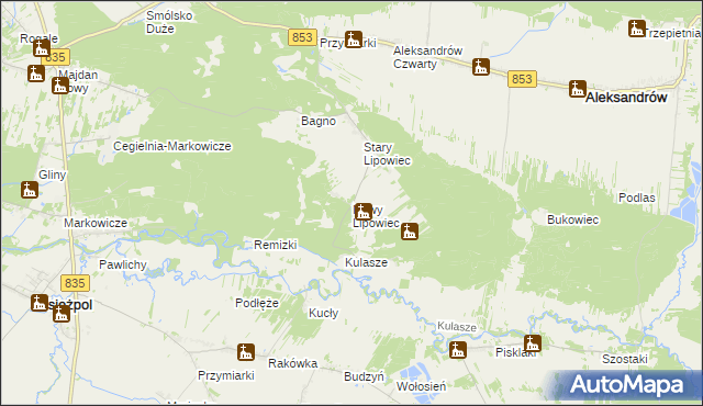 mapa Nowy Lipowiec, Nowy Lipowiec na mapie Targeo