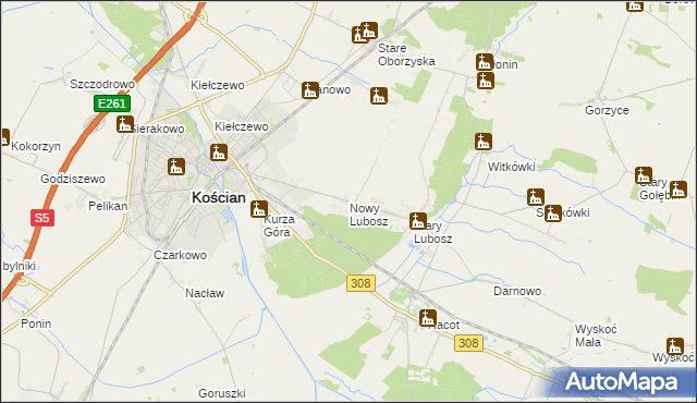 mapa Nowy Lubosz, Nowy Lubosz na mapie Targeo