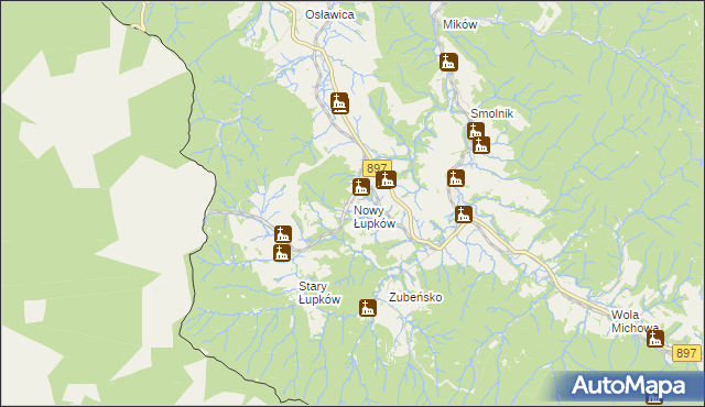 mapa Nowy Łupków, Nowy Łupków na mapie Targeo