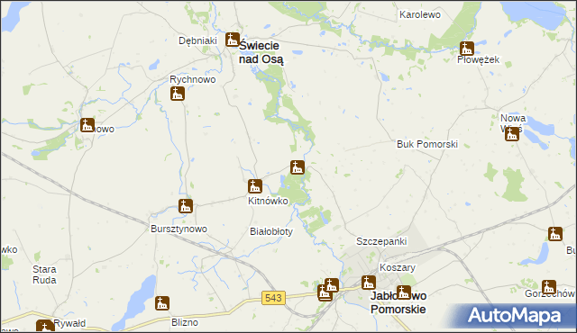 mapa Nowy Młyn gmina Świecie nad Osą, Nowy Młyn gmina Świecie nad Osą na mapie Targeo