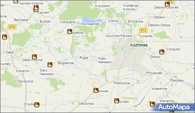 mapa Nowy Nakwasin, Nowy Nakwasin na mapie Targeo