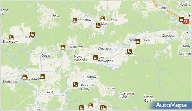 mapa Nowy Odrowążek, Nowy Odrowążek na mapie Targeo