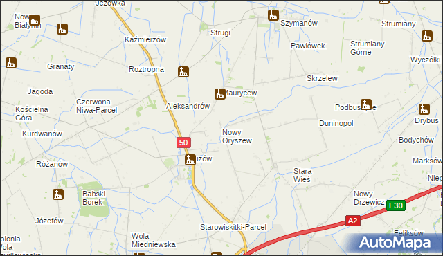 mapa Nowy Oryszew, Nowy Oryszew na mapie Targeo