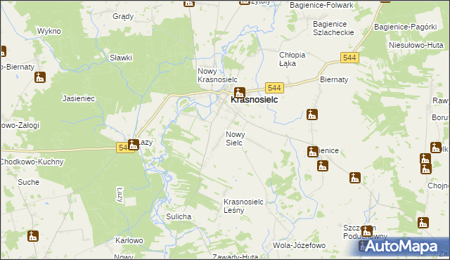 mapa Nowy Sielc gmina Krasnosielc, Nowy Sielc gmina Krasnosielc na mapie Targeo