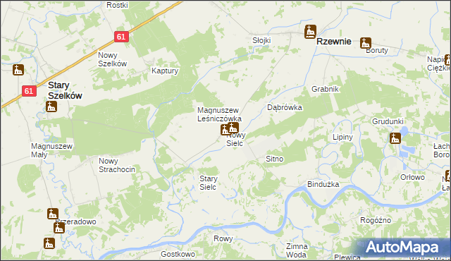 mapa Nowy Sielc gmina Rzewnie, Nowy Sielc gmina Rzewnie na mapie Targeo