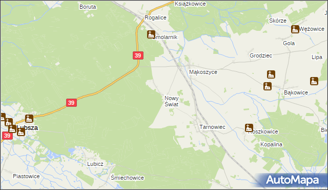 mapa Nowy Świat gmina Lubsza, Nowy Świat gmina Lubsza na mapie Targeo