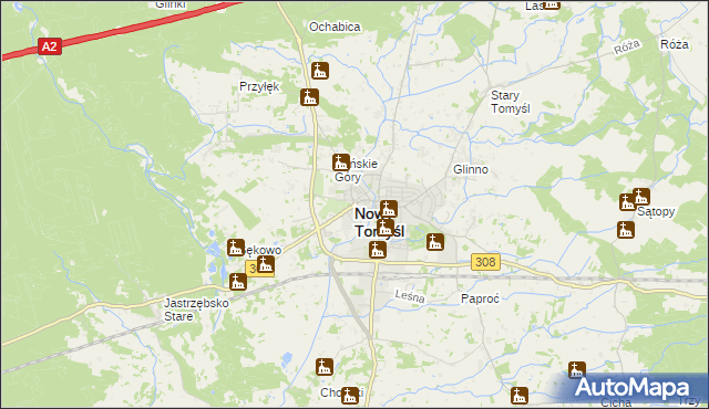 mapa Nowy Tomyśl, Nowy Tomyśl na mapie Targeo
