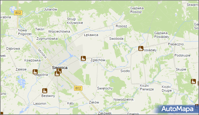 mapa Nowy Zglechów, Nowy Zglechów na mapie Targeo