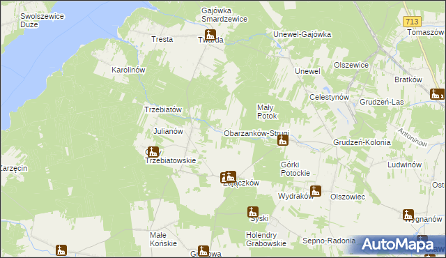 mapa Obarzanków-Strugi, Obarzanków-Strugi na mapie Targeo