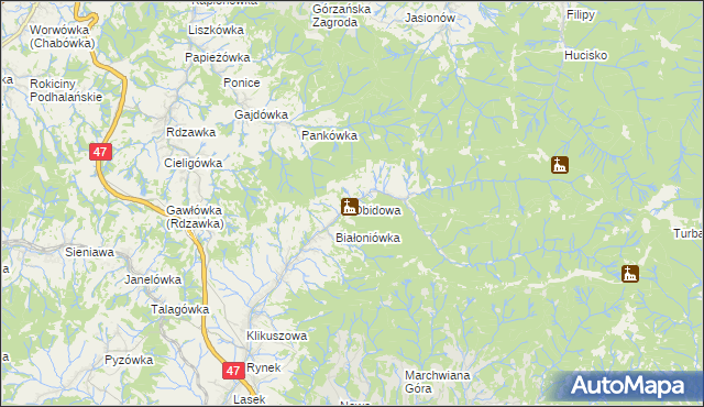 mapa Obidowa, Obidowa na mapie Targeo