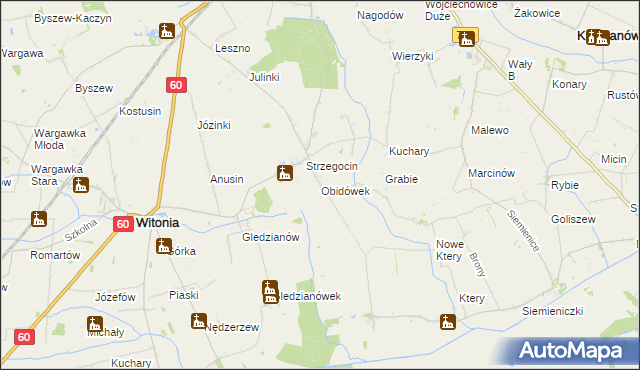 mapa Obidówek, Obidówek na mapie Targeo