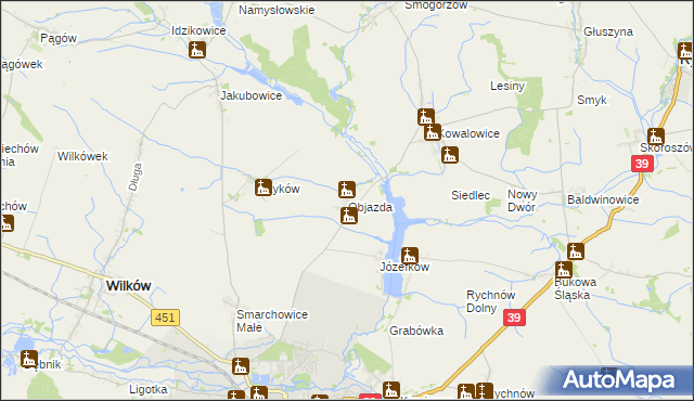 mapa Objazda gmina Namysłów, Objazda gmina Namysłów na mapie Targeo