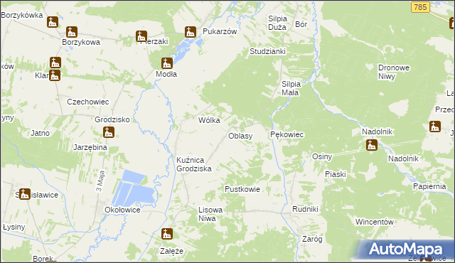 mapa Oblasy gmina Koniecpol, Oblasy gmina Koniecpol na mapie Targeo