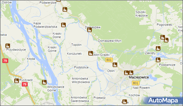 mapa Oblin-Grądki, Oblin-Grądki na mapie Targeo