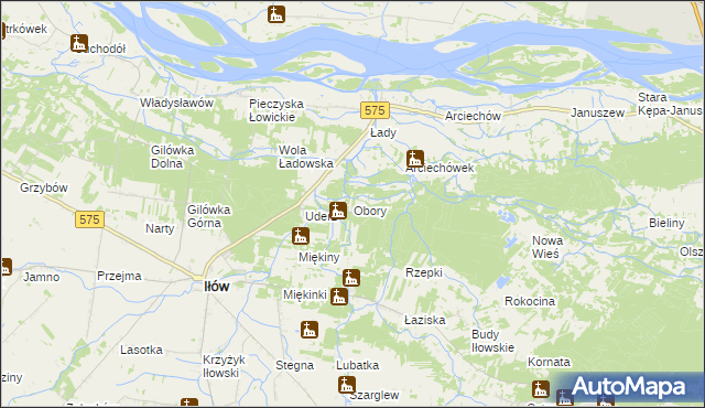 mapa Obory gmina Iłów, Obory gmina Iłów na mapie Targeo